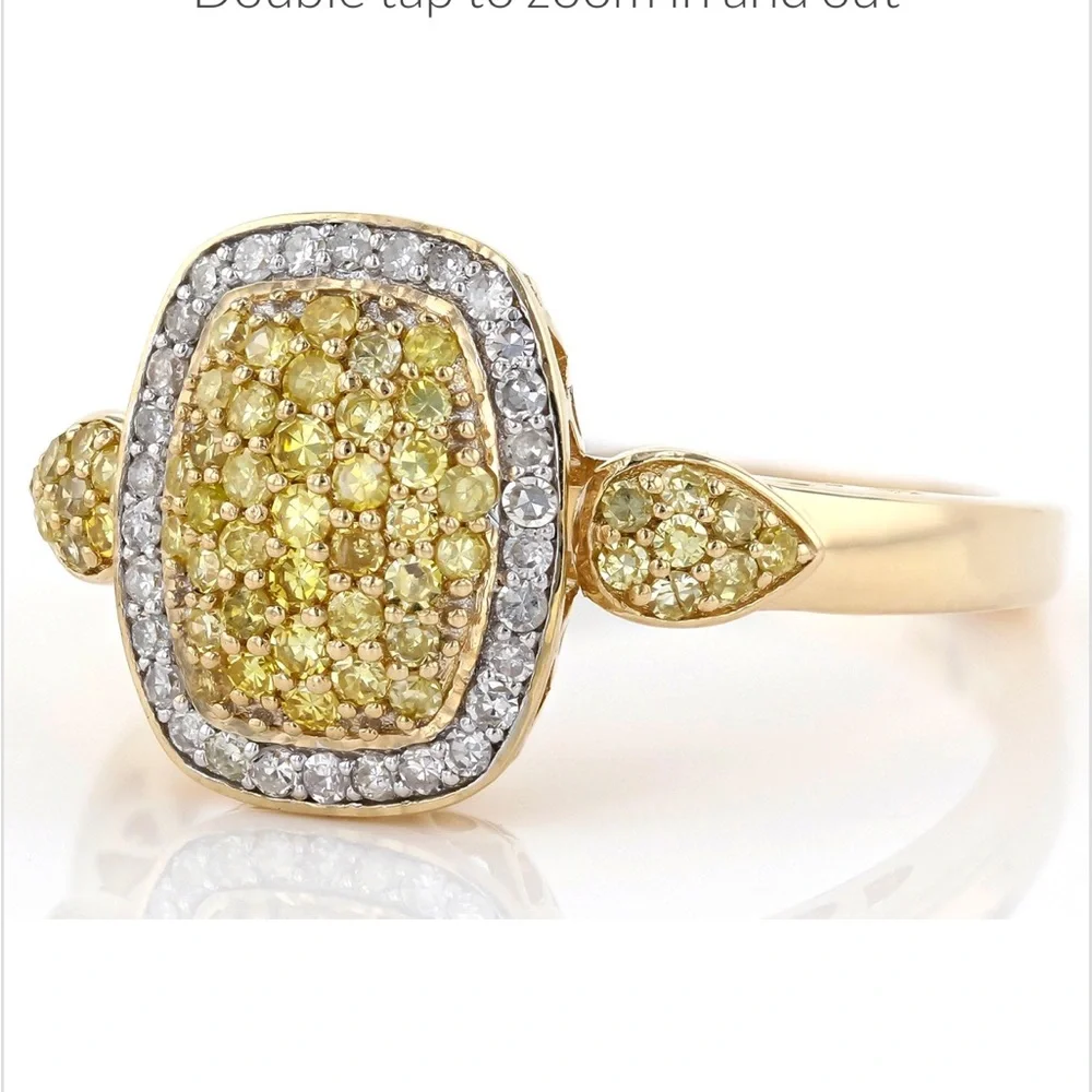 πHPπ10K Diamond YELLOW & WHITE .53ctw SOLID Yellow Gold NATURAL & MINED - Picture 3 of 13